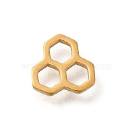 304 Stainless Steel Charms, Laser Cut, Real 18K Gold Plated, Honeycomb, 8x8x1mm, Hole: 2.5x3mm(STAS-S144-01G-A)