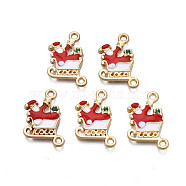 Rack Plating Alloy Enamel Pendants, Cadmium Free & Nickel Free & Lead Free, Light Gold, Santa Claus/Father Christmas, Red, 22x13.5x2mm, Hole: 1.6mm(X-ENAM-N055-127)