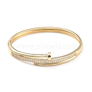 Clear Cubic Zirconia Hinged Bangle, Brass Jewelry for Women, Cadmium Free & Lead Free, Real 18K Gold Plated, Inner Diameter: 2-3/8X2-1/8 inch(6.1x5.35cm)(BJEW-A123-16G)