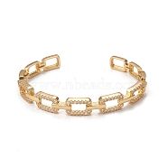 Rack Plating Brass Micro Pave Cubic Zirconia Cuff Bangles, Long-Lasting Plated Rectangle Link Bangles, Cadmium Free & Lead Free, Real 18K Gold Plated, Inner Diameter: 2-1/8 inch(5.5cm)(BJEW-E071-27G)