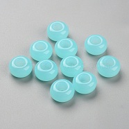 Resin European Beads, Large Hole Beads, Rondelle, Medium Turquoise, 14x7.5mm, Hole: 5.8mm(RESI-TAC0020-02A)
