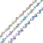 Rainbow Color 304 Stainless Steel Link Chains, Soldered, Dolphin, 12x5.5x1.5mm(STAS-P219-68M)