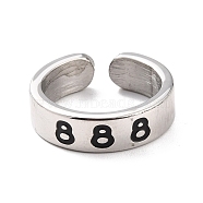Angel Number Rings for Women, 304 Stainless Steel Enamel Cuff Finger Rings, Num.8, US Size 6 3/4(17.1mm)(RJEW-C016-01H-P)