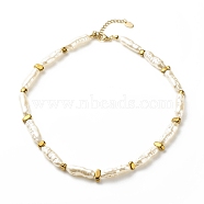ABS Imitation Pearl & Synthetic Hematite Beaded Necklace for Women, Gold, 15.98 inch(40.6cm)(NJEW-JN03917)