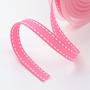 Grosgrain Polyester Ribbons for Gift Packings, Hot Pink, 3/8 inch(9mm), about 100yards/roll(91.44m/roll)(SRIB-I001-009-156W)