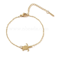 304 Stainless Steel Bracelets, Tortoise, Real 18K Gold Plated, 6-7/8 inch(17.6cm)(BJEW-Q340-05G)