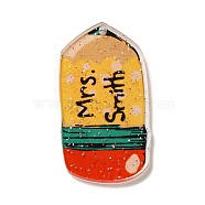 Graduation Theme Acrylic Pendants, Pencil, 41x36x2mm, Hole: 1.6mm(OACR-O005-01B)