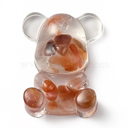 Resin Display Decorations, with Natural Quartz Chips Inside, Bear, 53.5~53.8x41~41.5x17.5~21mm(DJEW-H001-B09)