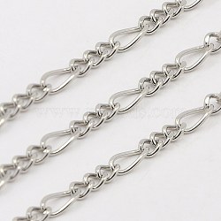 304 Stainless Steel Figaro Chains, Decorative Chains, Unwelded, Stainless Steel Color, 3.5x2mm(STAS-K001-82-25m)