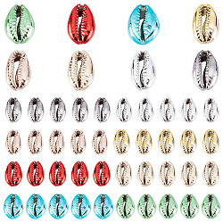 Elite 80Pcs 8 Colors Electroplated Cowrie Shell Beads, Mixed Color, 15~20x10~12x5~6mm, Hole: 12~14x2~3mm, 10pcs/color(BSHE-PH0001-17)