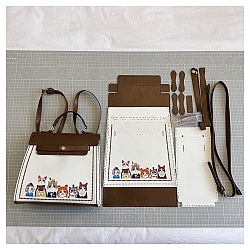 DIY Cartoon Cat Crossbody Bags Set, Including PU Leather Bag Materials, White, 240x230x100mm(PW-WG0D20B-04)