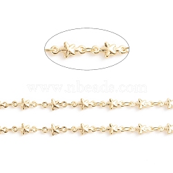 Brass Star Link Chains, with Spool, Cadmium Free & Lead Free, Soldered, Long-Lasting Plated, Real 18K Gold Plated, 10x4.5x2mm, about 32.8 Feet(10m)/roll(CHC-E021-12A)