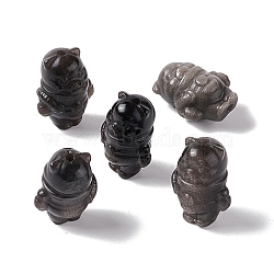 Natural Silver Obsidian Beads, Bear, 19x14x10.5mm, Hole: 1.5mm(G-G859-13)