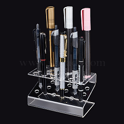 18-Hole Transparent Acrylic Pen & Pencil Display Stands, Pen Organizer Holder, Rectangle, Clear, 12.4x8.8x7.8cm(ODIS-WH0027-035A)