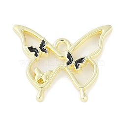 Rack Plating Alloy Enamel Pendants, Cadmium Free & Nickel Free & Lead Free, Butterfly Charm, Golden, 17x21x3mm, Hole: 1.8mm(PALLOY-F018-15G-01)