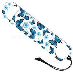 201 Stainless Steel Bottle Opener, with PU Leather Cord, Rectangle, Butterfly Pattern, 178x38x2mm(AJEW-WH0393-006)