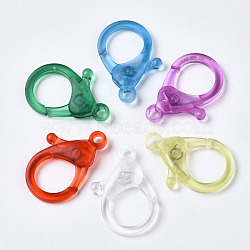 Transparent Acrylic Lobster CLaw Clasps, Mixed Color, 35.5x25x6mm, Hole: 3.5mm(X-TACR-T023-01C)