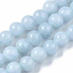 Natural Chalcedony Beads Strands, Imitation Aquamarine, Dyed & Heated, Round, 8~9mm, Hole: 1mm, about 45~48pcs/strand, 15.7 inch(X-G-S333-8mm-004)