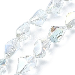 AB Color Plated Electroplate Transparent Glass Beads Strands, Nuggets, Clear AB, 22x12.5x15mm, Hole: 1.4mm, about 30pcs/strand, 25.20''(64cm)(EGLA-E060-01A-AB01)