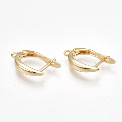 Brass Hoop Earring Findings with Latch Back Closure, Nickel Free, Real 18K Gold Plated, 21x12x3.5mm, Hole: 1.5mm, Pin: 1mm(X-KK-S350-072G)