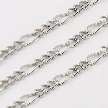 304 Stainless Steel Figaro Chains, Decorative Chains, Unwelded, Stainless Steel Color, 3.5x2mm