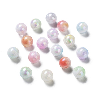 Two Tone Opaque Acrylic Beads, Round, Mixed Color, 8mm, Hole: 1.8mm, about 2000pcs/500g