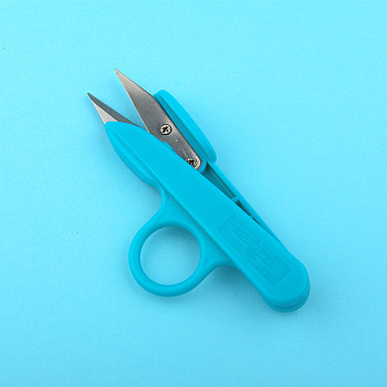 T10 High Carbon Steel Safety Scissors, Craft Scissor, with Plastic Handle, Deep Sky Blue, 120x50x15mm