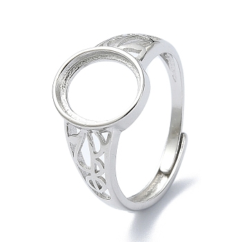 Adjustable 925 Sterling Silver Ring Components, with Cubic Zirconia, Real Platinum Plated, 2~7mm, Inner Diameter: 18mm