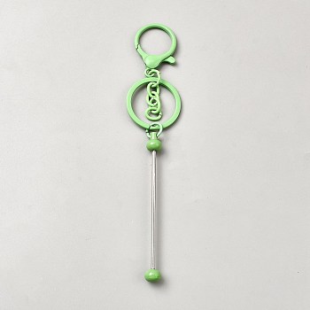 Alloy Bar Beadable Keychain for Jewelry Making DIY Crafts, with Lobster Claw Clasps, Platinum, Pale Green, 148mm