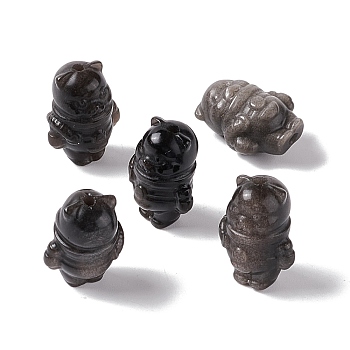 Natural Silver Obsidian Beads, Bear, 19x14x10.5mm, Hole: 1.5mm