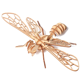 Insect 3D Wooden Puzzle Simulation Animal Assembly, DIY Model Toy, for Kids and Adults, Bees, Finished Product: 17x17x17cm