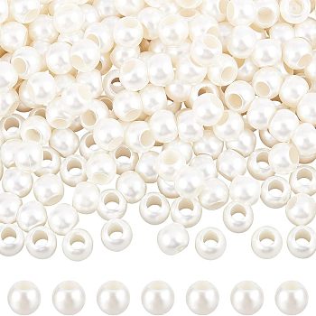 ABS Plastic Imitation Pearl Beads, Round, Creamy White, 11.8x9.5mm, Hole: 5.8mm, 300pcs/box