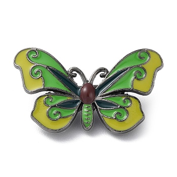 Butterfly Enamel Pins, Gunmetal Zinc Alloy Brooch for Backpack Clothes, Lime Green, 17x29x1.5mm
