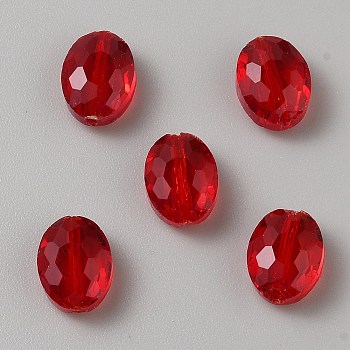 Transparent Glass Beads, Oval, Faceted, Dark Red, 12x9x5.5mm, Hole: 1.2mm