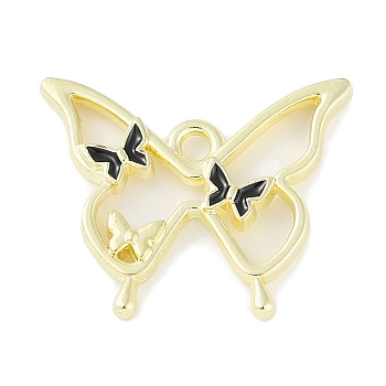 Rack Plating Alloy Enamel Pendants, Cadmium Free & Nickel Free & Lead Free, Butterfly Charm, Golden, 17x21x3mm, Hole: 1.8mm