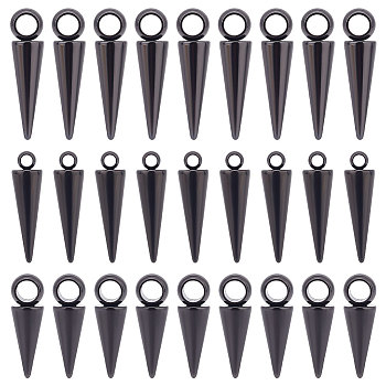 30Pcs 3 Style 304 Stainless Steel Pendants, Cone, Electrophoresis Black, 15.5x5mm & 19.5x5mm & 17.5x5mm, Hole: 1.4~3mm, 10pcs/style