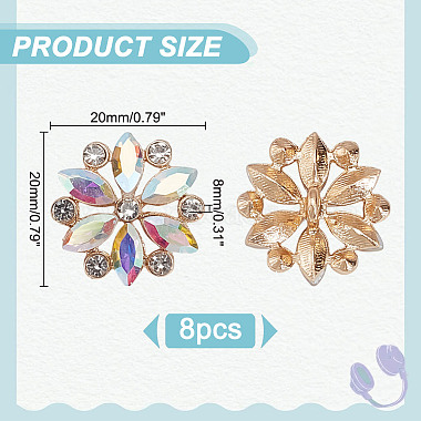 8Pcs Flower Sew on Rhinestone(BUTT-HY0001-13A)-2