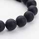 Grade A Round Frosted Natural Black Agate Beads Strands(X-G447-5)-1