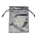 Gold Stamping Velvet Gift Storage Drawstring Bags, Rectangle, Gray, Hexagon, 18x13x0.15cm(AJEW-P131-06A)