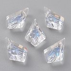 Embossed Glass Rhinestone Pendants, Faceted, Kite, Moonlight, 13x8x4mm, Hole: 1.2mm(GLAA-J101-01A-001MO)