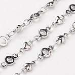Tarnish Resistant 304 Stainless Steel Heart Chains, Decorative Chains, Soldered, with Donut Connector, Stainless Steel Color, 4x2mm(X-CHS-K001-55)