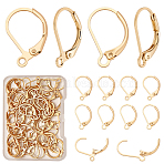 60Pcs 2 Styles  Brass Leverback Earring Findings, with Horizontal Loop, Real 24K Gold Plated, 15.5~15.6x10x1.5~2mm, Hole: 1.4mm, Pin: 0.7~0.8mm, 30pcs/style(KK-ME0002-49)