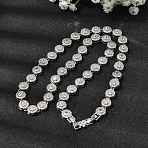 Brass Micro Pave Clear Cubic Zirconia Flat Round Link Chain Necklaces for Women, Rack Plating, Cadmium Free & Lead Free, Long-Lasting Plated, Platinum, 18.90 inch(48cm)(NJEW-B157-18P)