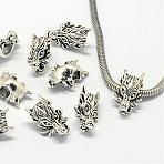 Alloy European Beads, Large Hole Beads, Dragon Head, Antique Silver, 18.5x12x8mm, Hole: 4.5mm(PALLOY-S079-022AS)