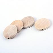 Unfinished Wood Beads, Natural Wooden Beads, Lead Free, Flat Round, 30x5mm, Hole: 2.5mm(WOOD-S659-08-LF)