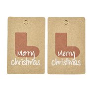 Rectangle Paper Gift Tags, Hange Tags, For Arts and Crafts, with Christmas Themed Pattern, Christmas Sock Pattern, 5.5x3.6x0.04cm, Hole: 4mm, 100pcs/bag(CDIS-L005-A05)