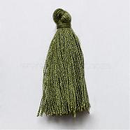 Handmade Polycotton(Polyester Cotton) Tassel Decorations, Pendant Decorations, Dark Olive Green, 29~35mm(OCOR-Q024-43)