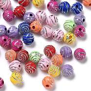 Plating Acrylic Beads, Metal Enlaced, Round, Mixed Color, 10x10x10mm, Hole: 2mm, 1100pcs/500g(PACR-S188-10mm-M)