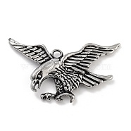 Tibetan Style Alloy Pendants, Eagel, Antique Silver, 38x65x6.5mm, Hole: 4mm(FIND-U006-14AS-01)