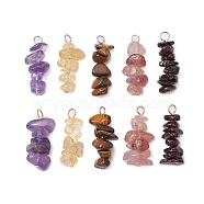 10Pcs 5 Colors 12 Constellation Natural Citrine & Tiger Eye & Amethyst & Strawberry Quartz & Garnet Pendants, Chip Charms with 304 Stainless Steel Loops, Golden & Stainless Steel Color, Sagittarius, 22~24x8~10x7~9mm, Hole: 2.5~3mm, 2pcs/color(PALLOY-JF02839-11)